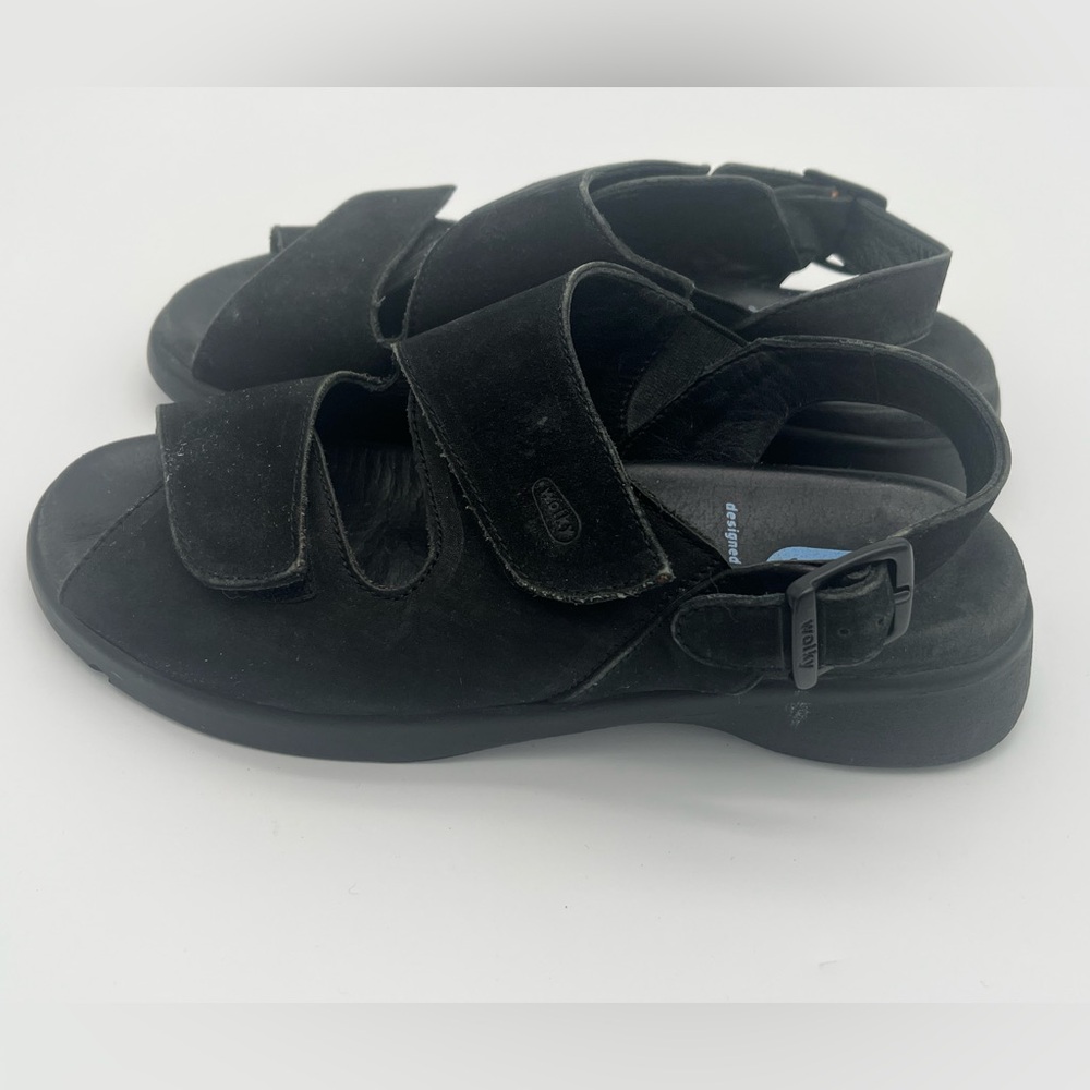 Wolky Nimes 2 Strap Adjustable Walking Sandals Black Nubuck comfy capsule 6.5 37 - Picture 3 of 7